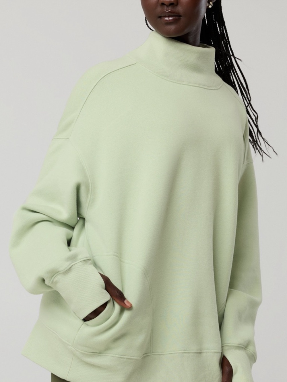 Aerie offline cloud fleece mock DUSTY SAGE Women's Sweater - Picture 7 of 12